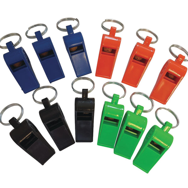 WHISTLES - HIGH PITCH, Plastic, Pack of 12