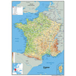 LAMINATED MAPS, Physical France, 841 x 594mm, Each