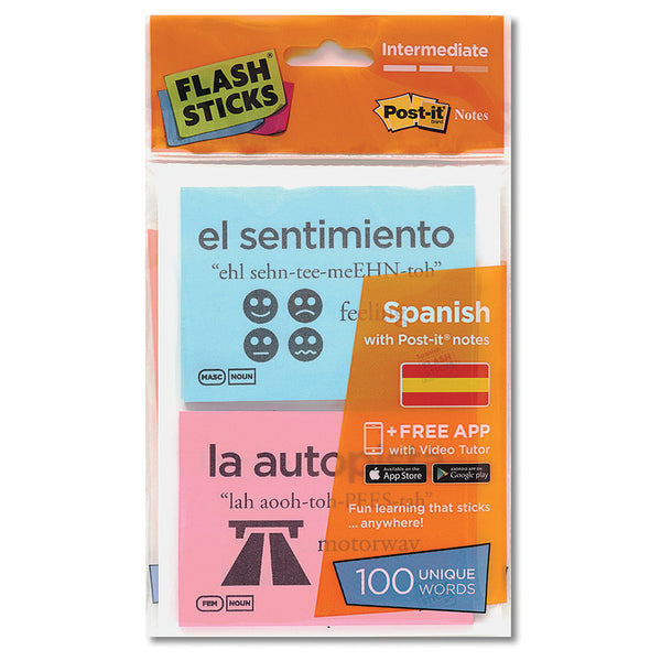 FLASHSTICKS, Single Packs, Spanish Intermediate, Pack of 100