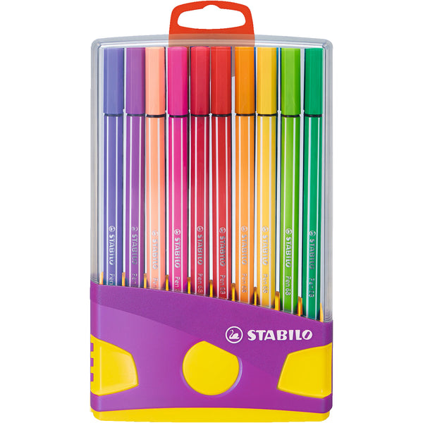 MEDIUM FIBRE TIPPED PENS, STABILO Pen 68, Bright Colours - Colourparade, Pack of 20