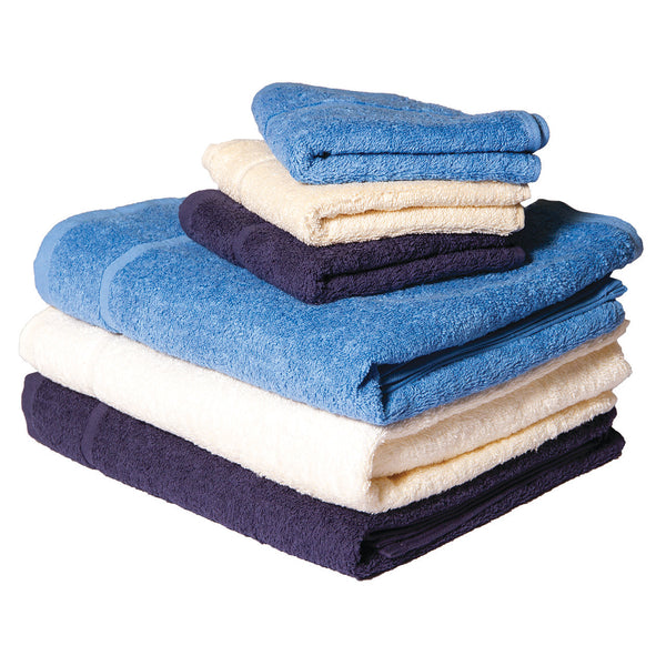 FLANNELS AND TOWELS, Hand Towels, Navy, Pack of 6