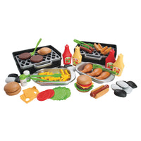 PLAY FOOD, PLASTIC, DELUXE BBQ PLAY FOOD & GRILL, Set of, 79 pieces