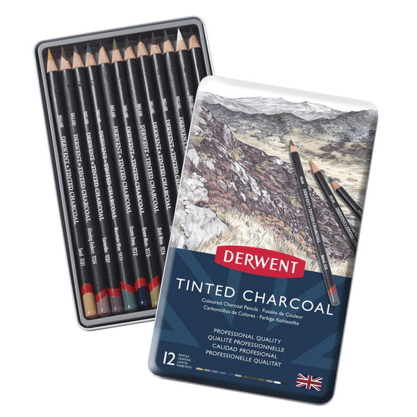 CHARCOAL PENCILS, Derwent Tinted, , Assorted, Pack of 12