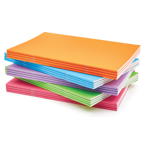 BOOK, SKETCH, STAPLED, 140gsm Toothy Cartridge Paper, Assorted Brights, A4 Card Cover, Pack of, 25
