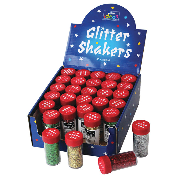 GLITTER SHAKERS, 4 Colour Class Pack, Class Pack of, 30 x 18g