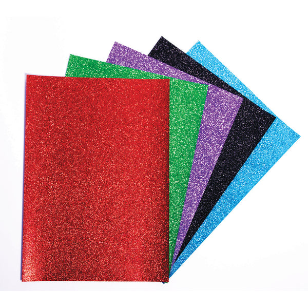 6 Colours, Glitter Paper, Pack of, 12 sheets