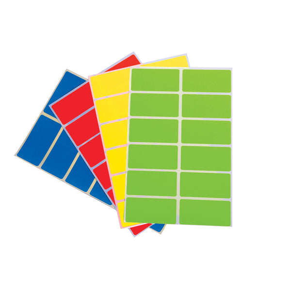 COLOURED SELF-ADHESIVE LABELS, Rectangles , 25 x 50mm, 2 wide, Fluor. Red, Pack of 900