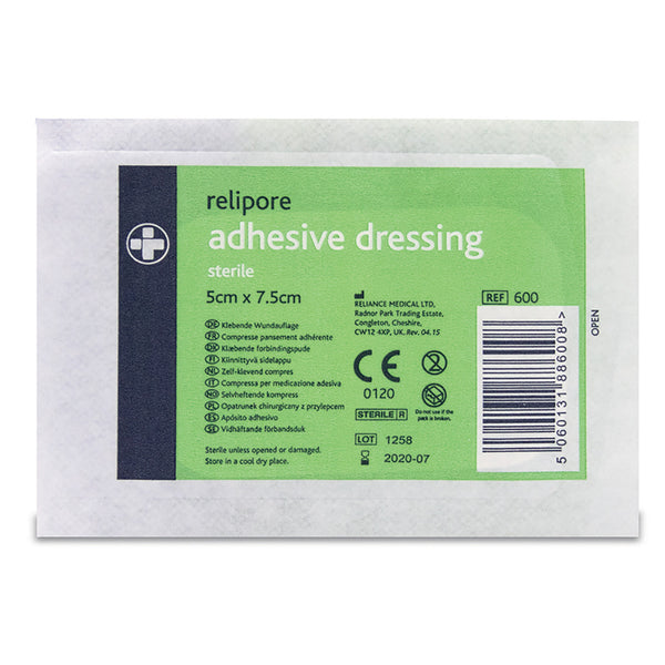 FIRST AID WOUND DRESSING, Sterile Adhesive, 50 x 75mm, Pack of, 10
