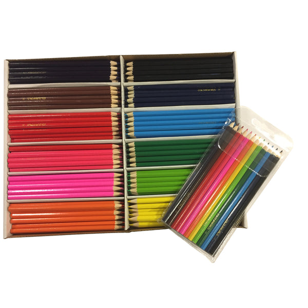 STANDARD HEXAGONAL COLOURED PENCILS, COLOURED PENCILS, 12 colours, Class Pack of 504
