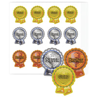 GOLD, SILVER & BRONZE ROSETTE STICKERS, Pack of, 120