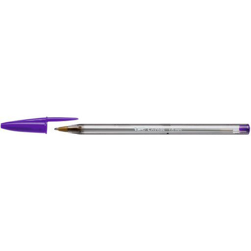Ballpoint Pens, BiC Cristal Fun, Purple, Box of 50