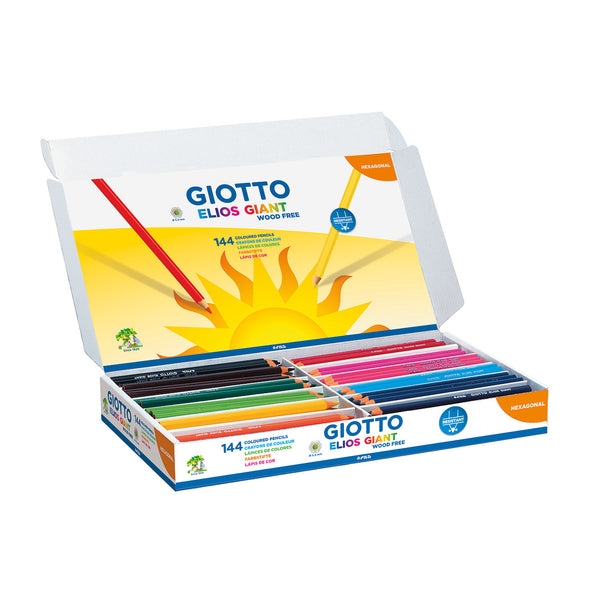 CHUNKY HEXAGONAL COLOURED PENCILS, GIOTTO Elios Giant, Age 3+, Class Pack of, 144