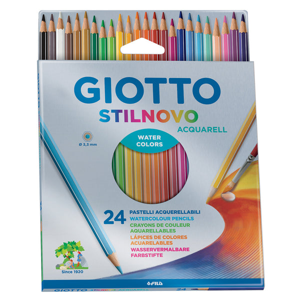 WATER-SOLUBLE COLOURED PENCILS, GIOTTO Stilnovo Acquarell, Assorted Colours, Pack of, 24