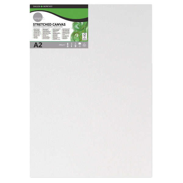 CANVASSES FOR OIL & ACRYLIC PAINTS, Daler-Rowney Simply Stretched Canvas, A2, Each
