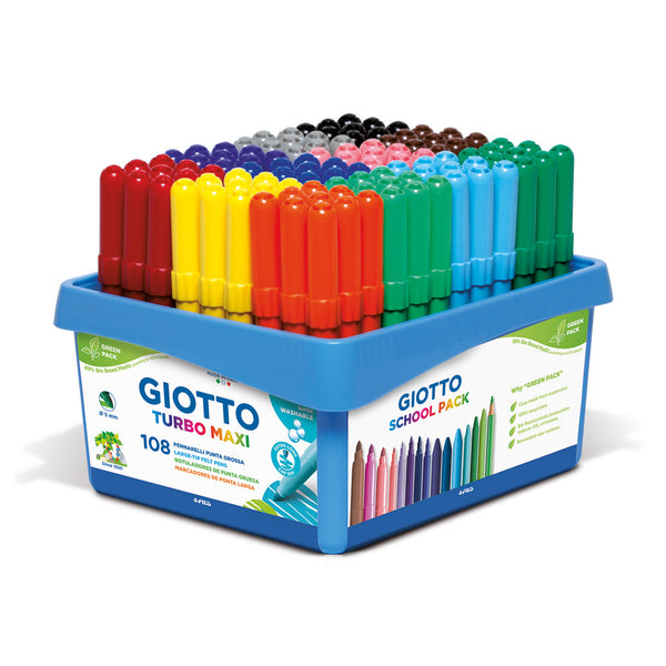 BROAD FIBRE TIPPED PEN, GIOTTO Turbo Maxi, Assorted, School Pack of, 108