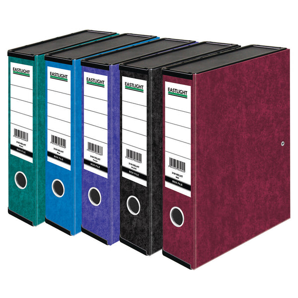 ESPO Smartbuy Assorted Coloured Foolscap Box Files with Lids, Box of 10
