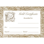 CERTIFICATE CARD, Gold, A5 Foil Certificates, Pack of, 20