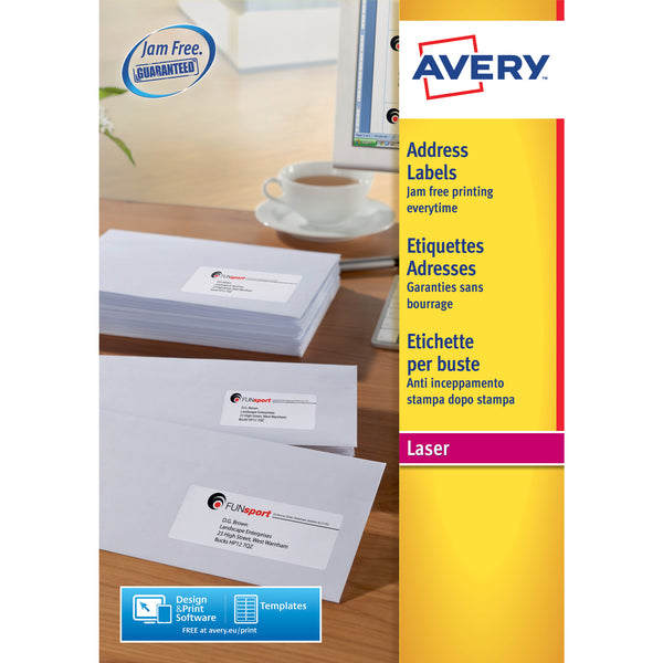 AVERY QUICKPEEL LASER ADDRESSING LABELS, L7163-500, Pack of 500