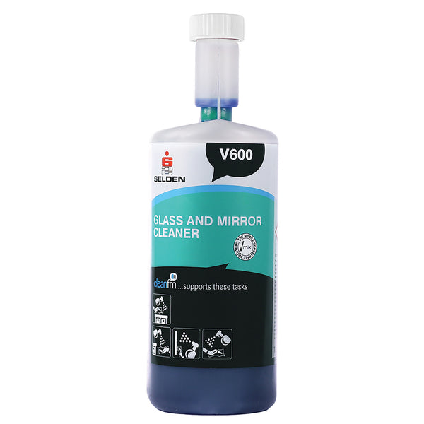 V600 Glass & Mirror Cleaner, V-MIX CLEANING CONCENTRATES, Case of 6 x 1 litre
