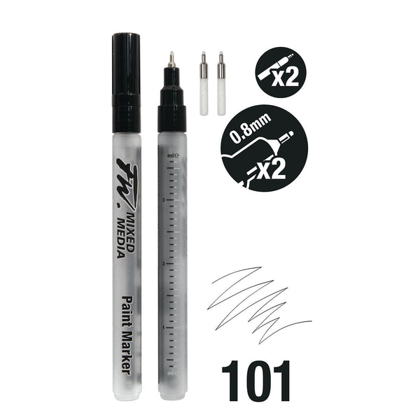 Daler-Rowney FW Mixed Media Markers, 0.8mm, Pack of, 2