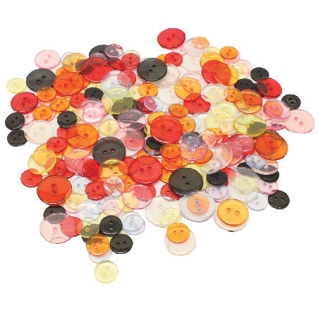 PLASTIC BUTTONS, Transparent Coloured, Pack of, 100