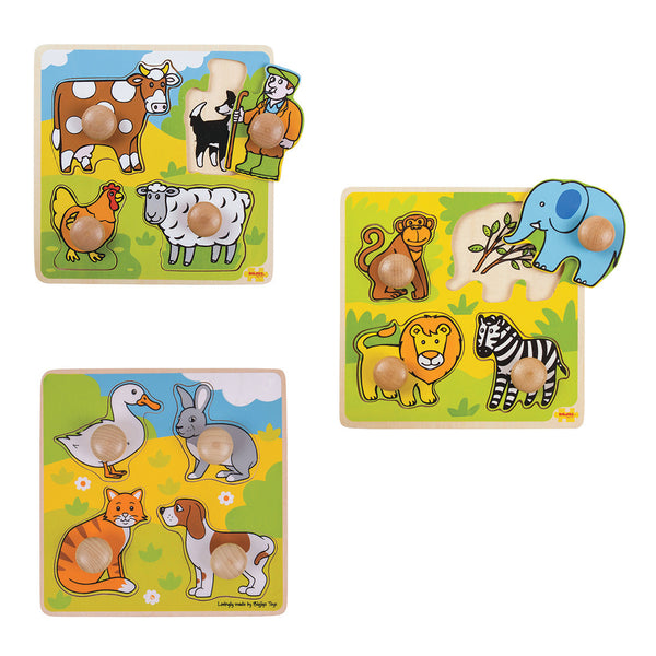 Animals, MY FIRST PEG PUZZLES, Age 2+, Set of, 3