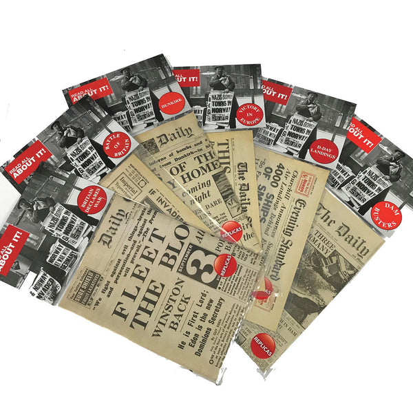 WORLD WAR II NEWSPAPER PACK, Set of, 6