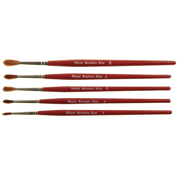 PAINTBRUSH, SHORT HAIR - SHORT HANDLE, Imitation Sable (Red Goat Hair) Assorted, Class Pack of, 50