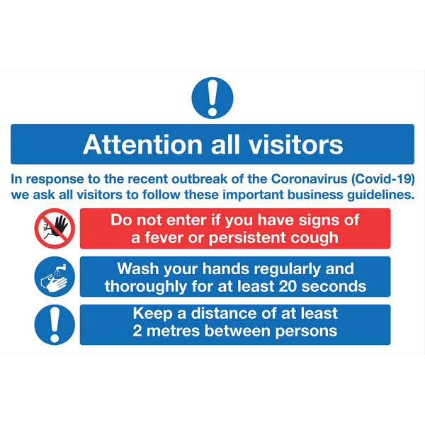 Attention all visitors, SELF-ADHESIVE VINYL SIGNS, 297 x 210mm, Each