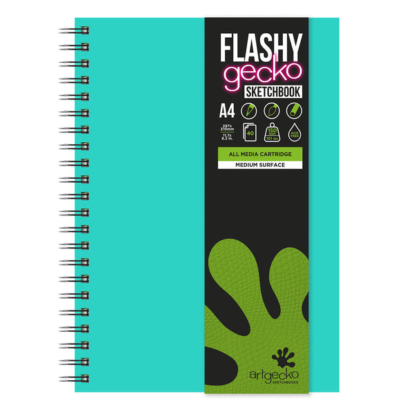 FLASHY GECKO SKETCHBOOKS, Artgecko Flashy Sketchbooks, A4 Mint, 40 Sheets, Each