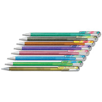 Ballpoint Pens, GEL INK PENS, Pentel; Dual Glitter Metallics, Mellow Colours, Pack of 8