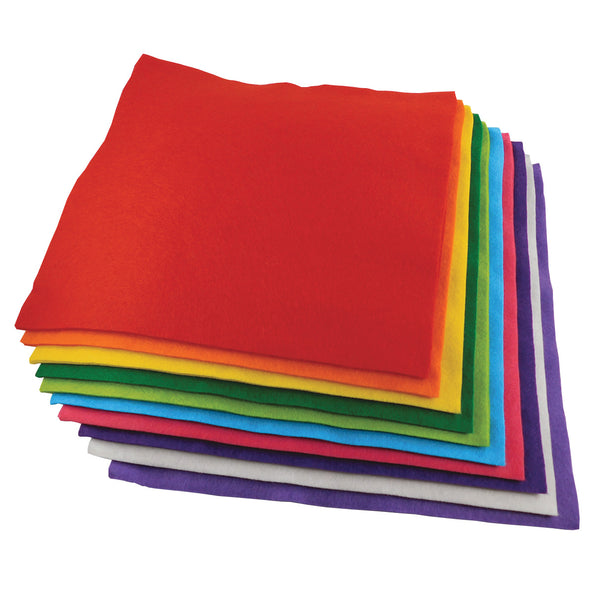 Colour Felt Squares - Bright Assorted Pack of 30