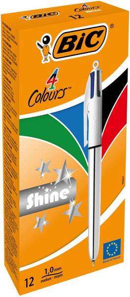 BiC® 4 Colours Shine Ballpoint Pens, Box of 12