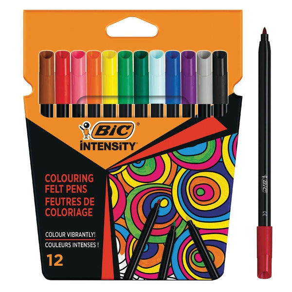 BiC® Intensity Fibre Tipped Pen, Assorted Colours, Pack of 12