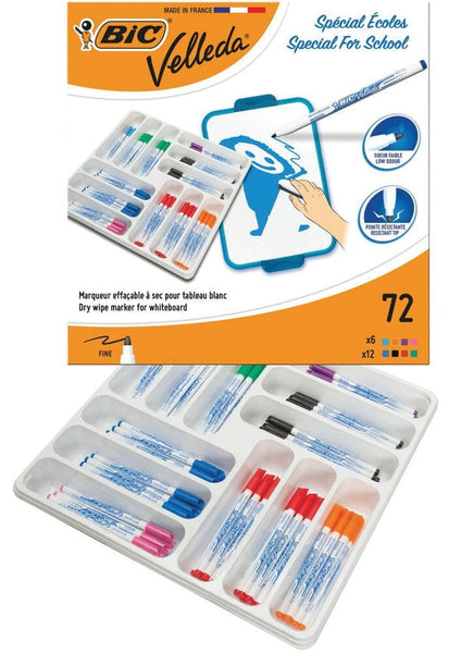 BiC® Velleda® 1721 Slimline Drywipe Markers, Assorted, Pack of 72