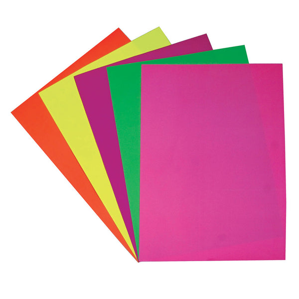 ASSORTED FLUORESCENT CARD, Pack of, 5 x 20 sheets