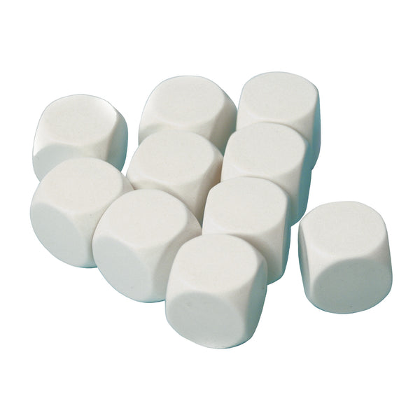 DICE - PLASTIC, Blank On All Sides, Pack of 10