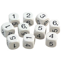 DICE - PLASTIC, Numbered 1 - 6, Pack of 10