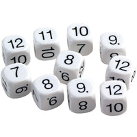 DICE - PLASTIC, Numbered 7 - 12, Pack of 10