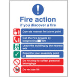FIRE SIGNS, Fire Action, Building With Lifts, 250 x 300mm, Each