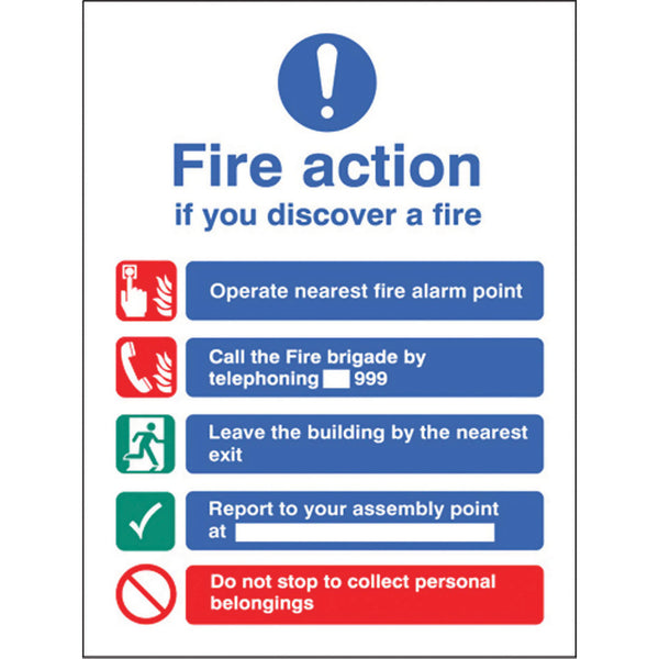 Regulation Fire Safety Signs, 250x300mm, Each