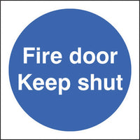 MANDATORY FIRE PREVENTION SIGNS, Fire door keep shut, 80 x 80mm, Each
