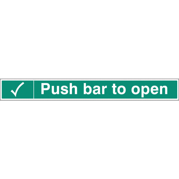FIRE EXIT SIGNS, Push bar to open, 600 x 75mm, Each