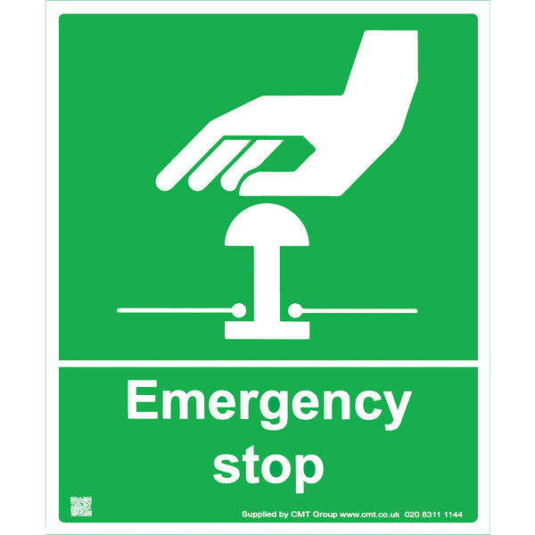 SAFETY SIGNS, Emergency stop, 250 x 300mm, Each