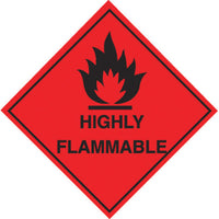 HAZARDOUS MATERIAL SIGNS, Highly Flammable, 100 x 100mm, Each
