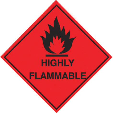 HAZARDOUS MATERIAL SIGNS, Highly Flammable, 100 x 100mm, Each