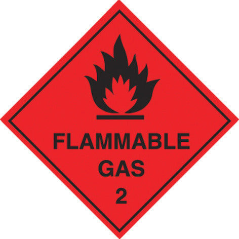 HAZARDOUS MATERIAL SIGNS, Flammable Gas, 100 x 100mm, Each