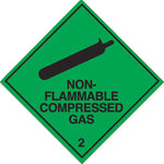 HAZARDOUS MATERIAL SIGNS, Non-Flammable Compressed Gas, 100 x 100mm, Each