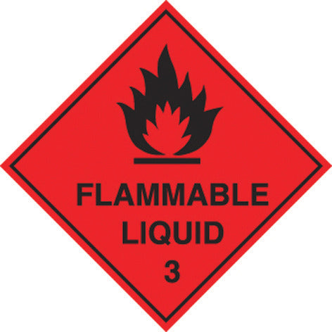 HAZARDOUS MATERIAL SIGNS, Flammable Liquid, 100 x 100mm, Each