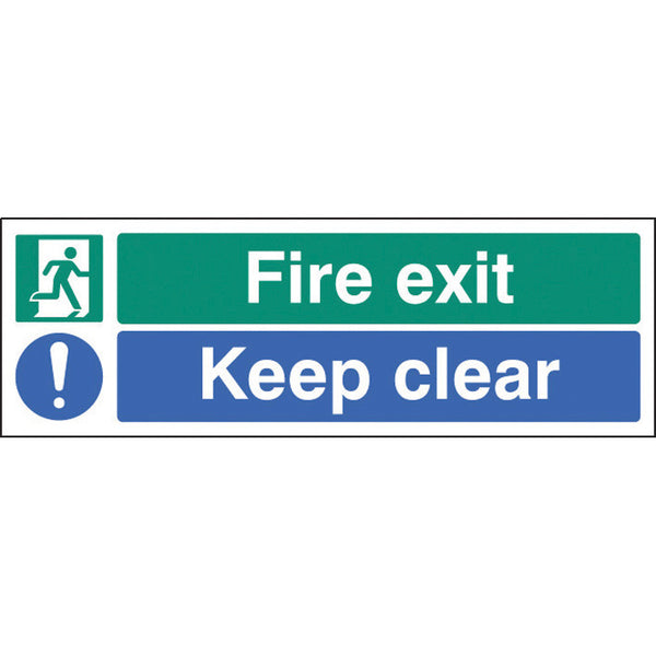 FIRE EXIT SIGNS, Fire exit keep clear (Internal use), 450 x 150mm, Each